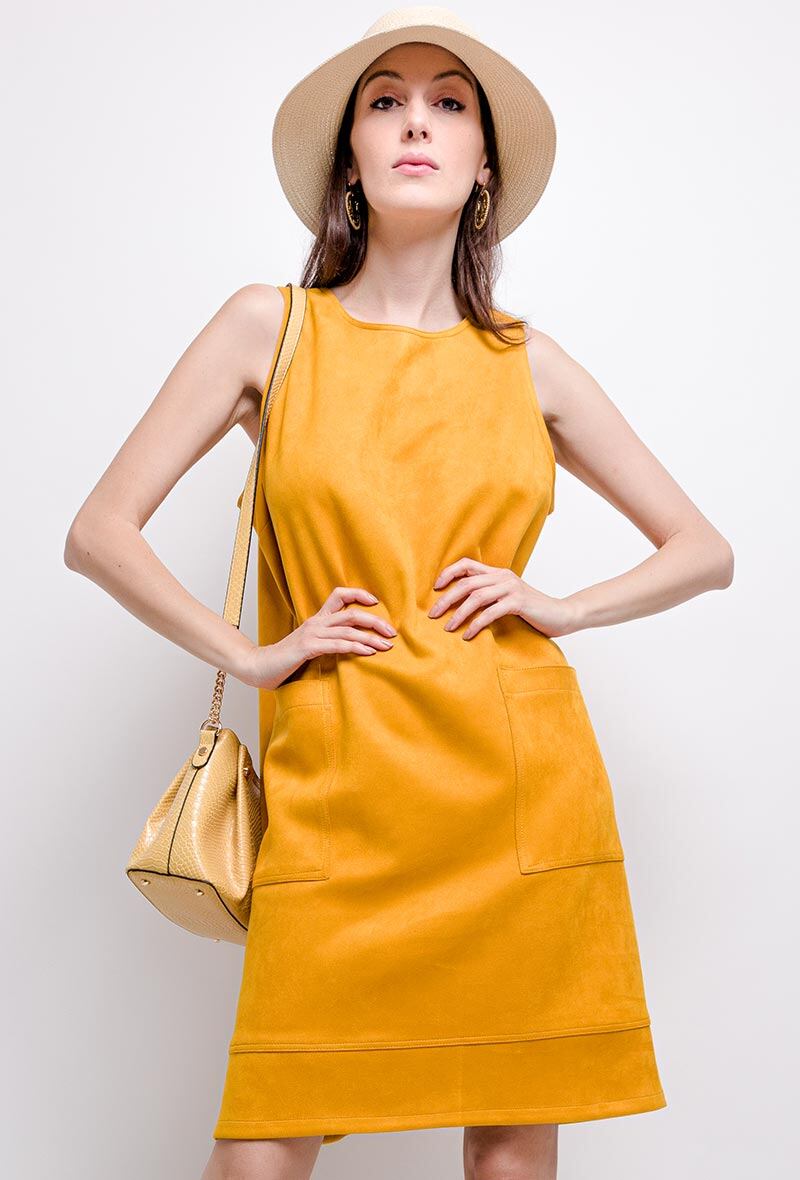 Suede Dress i Stor Storlek