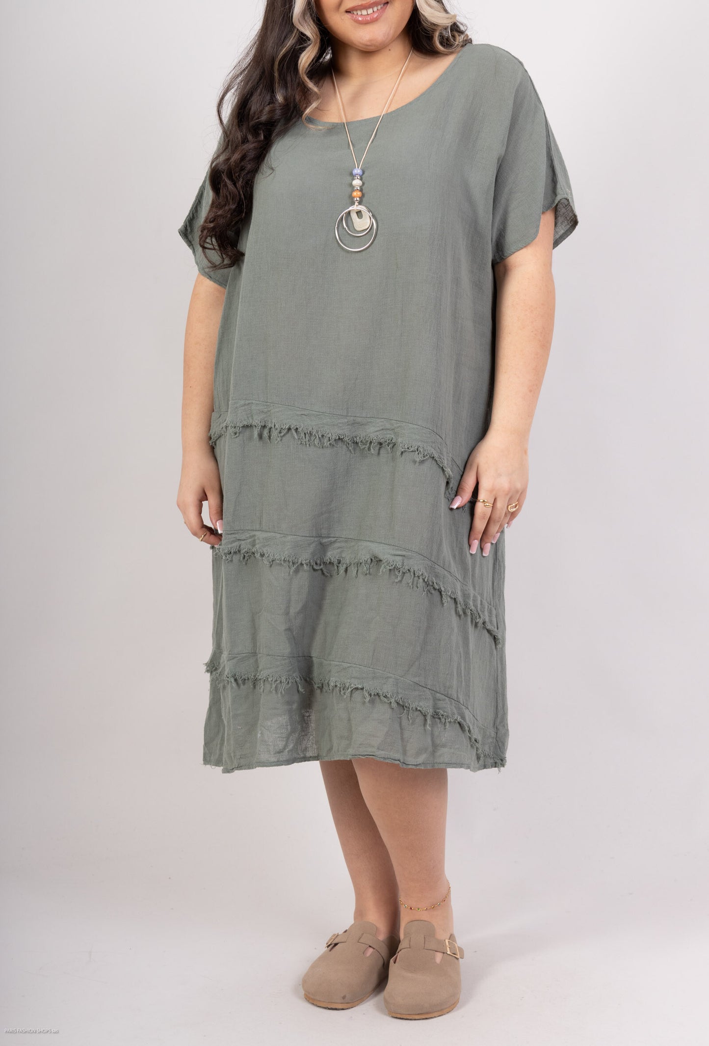 Plus Size Cotton dress with necklace