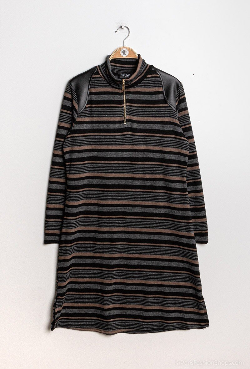 Striped knit dress i Stor Storlek