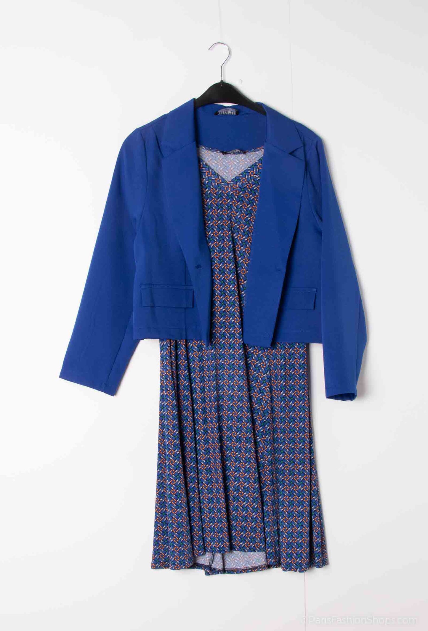 Plus Size Flared printed dress with jacket together