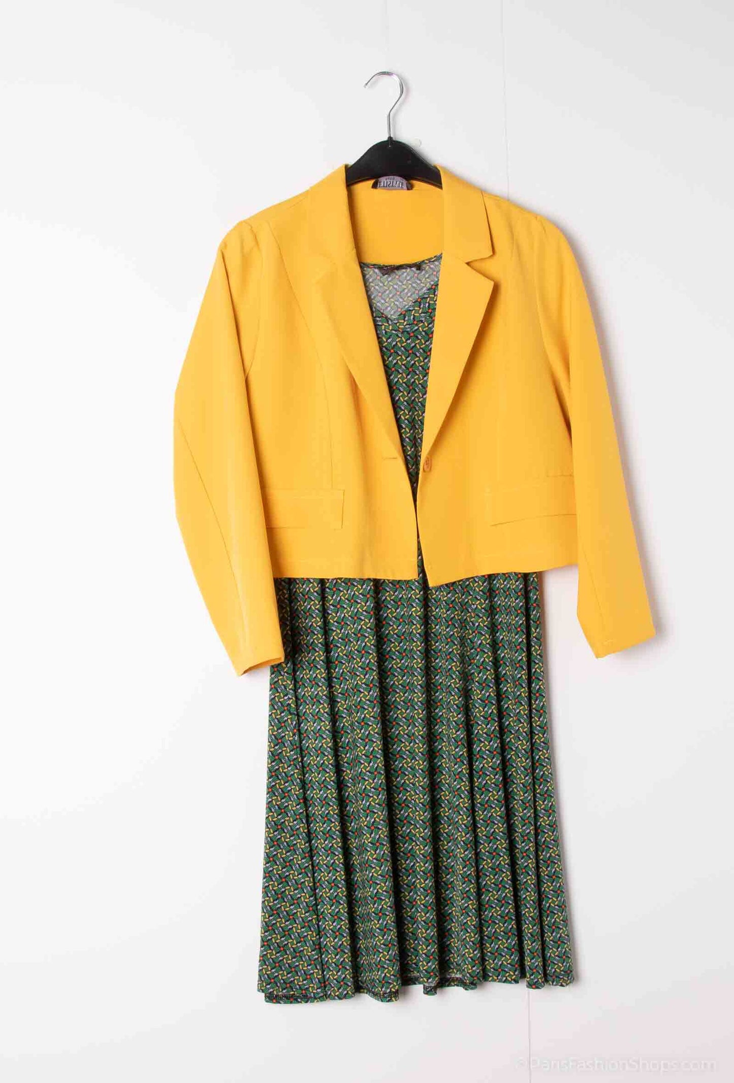 Plus Size Flared Printed Dress with Jacket