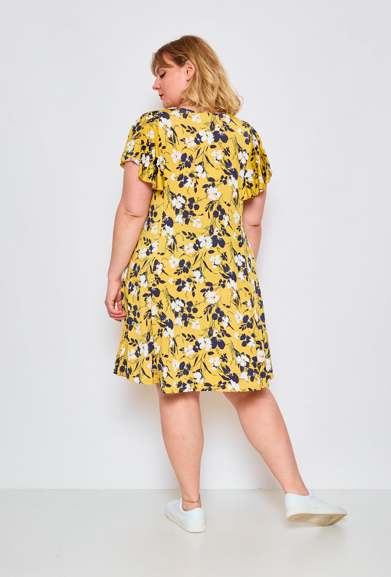 Flared Printed Dress - Stora Storlekar