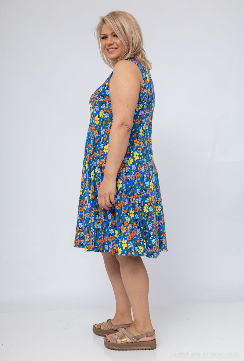 Flared printed dress i Stor Storlek