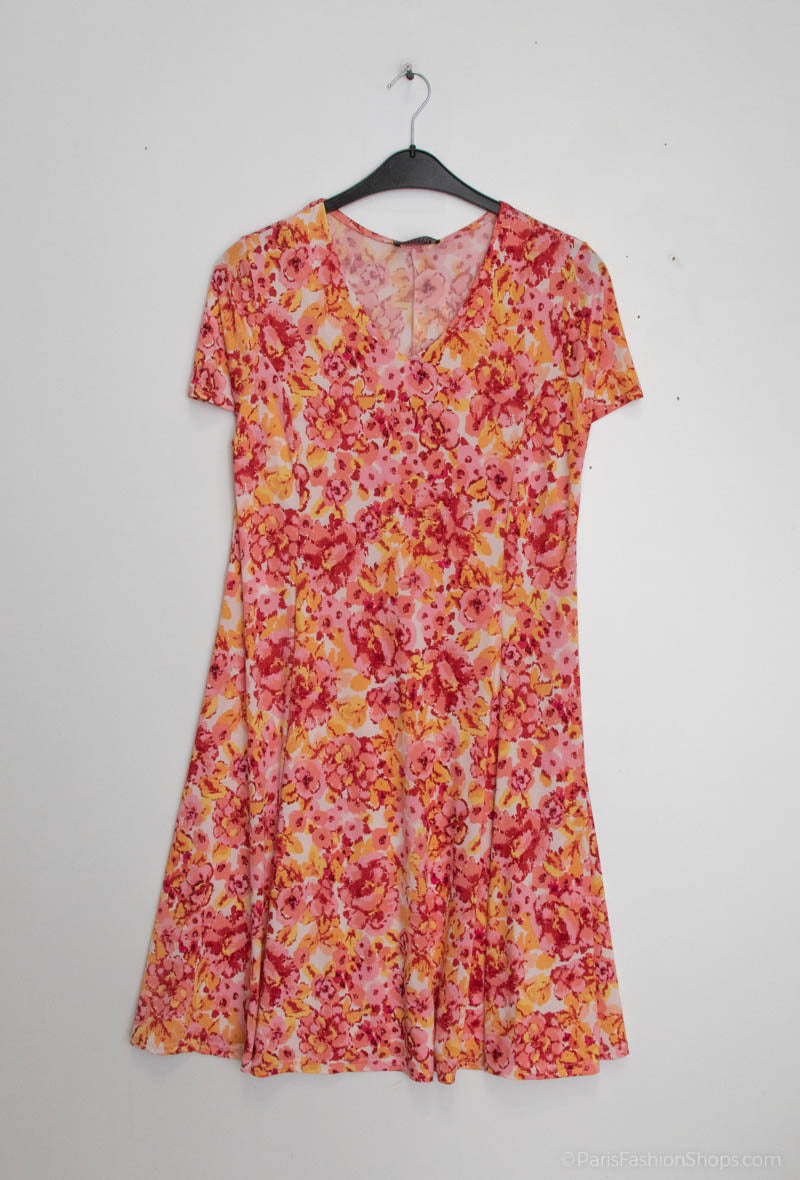 Flared printed dress i Stor Storlek