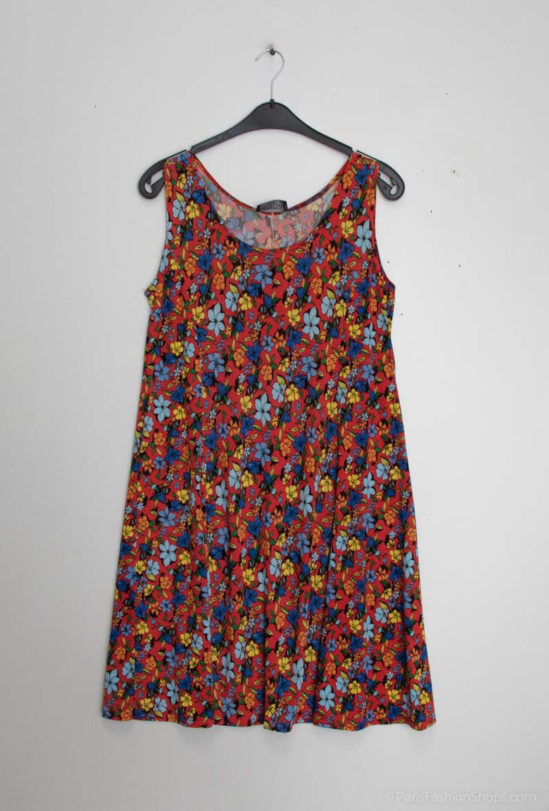 Flared printed dress i Stor Storlek