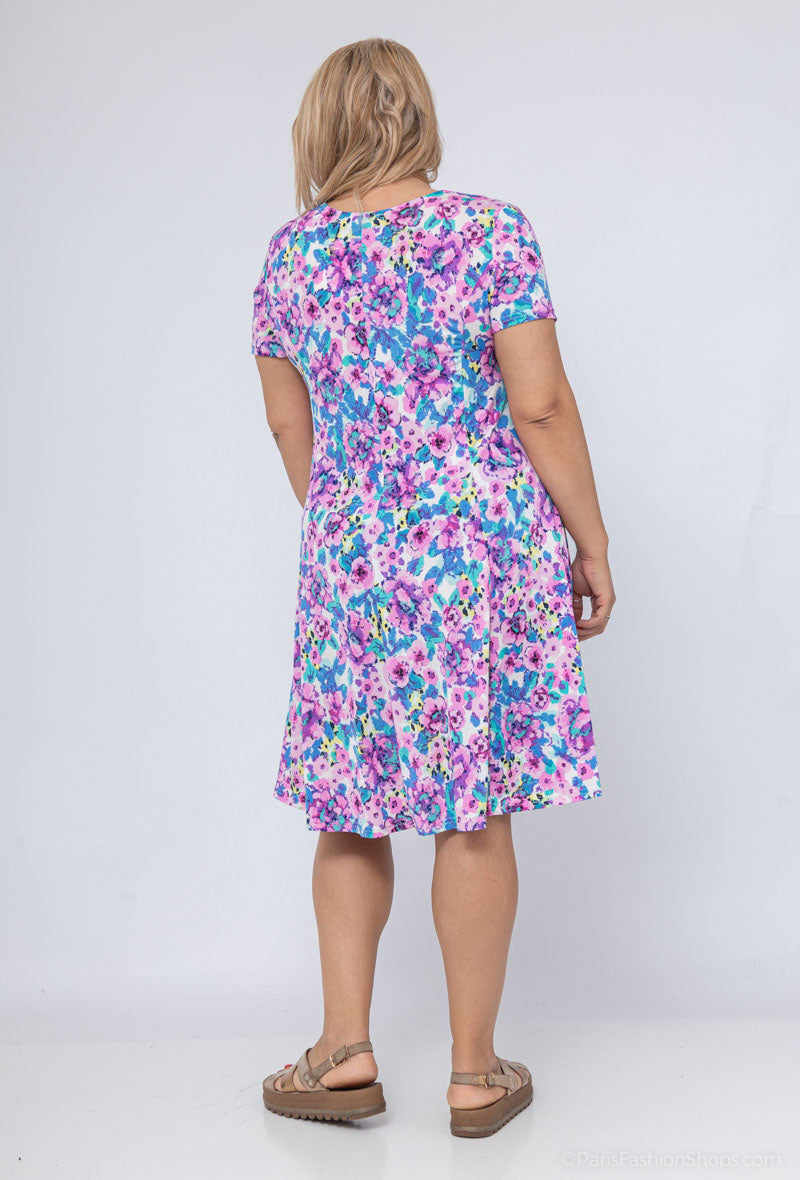 Flared printed dress i Stor Storlek - Perfekt för varje tillfälle