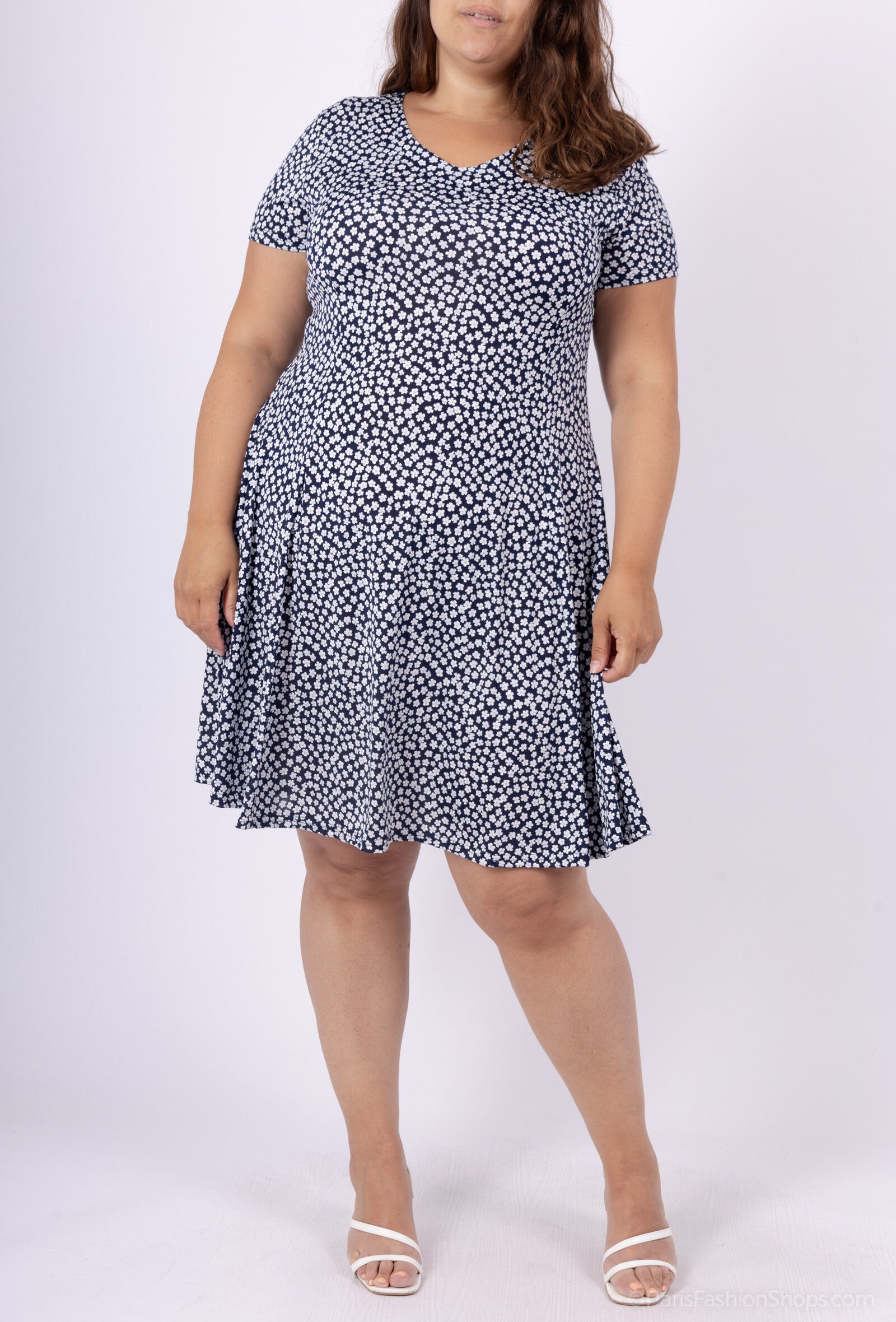 Plus Size Printed dress flared elastane