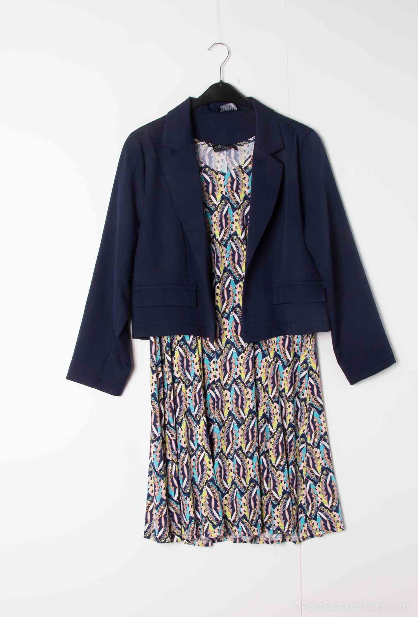 Plus Size Vase printed dress with jacket together