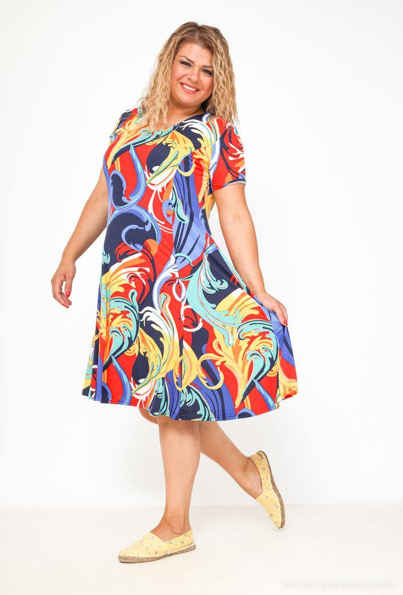 Plus Size Tryckt Klänning
