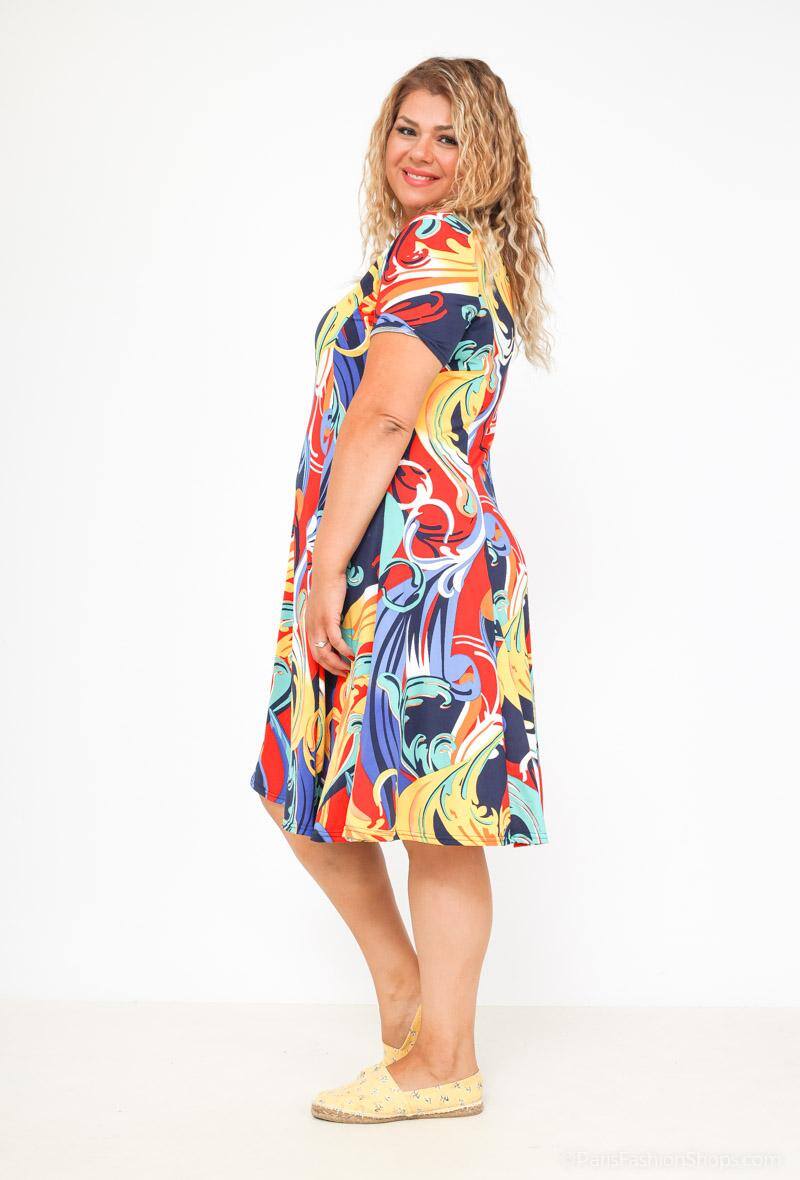 Plus Size Tryckt Klänning