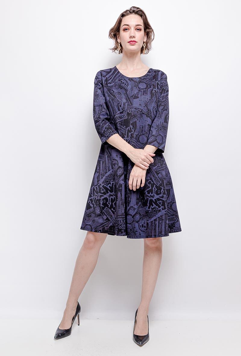 Printed Dress i Plus Size