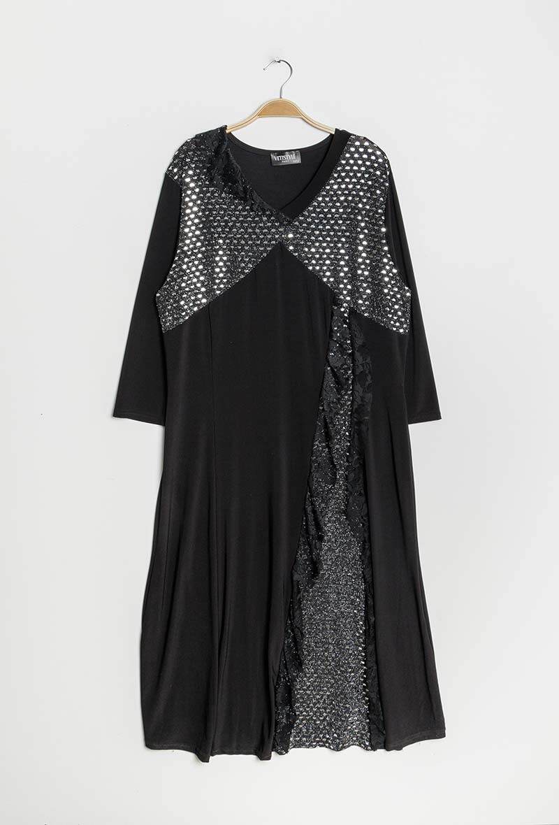 Maxi dress with shiny detail i Stor Storlek