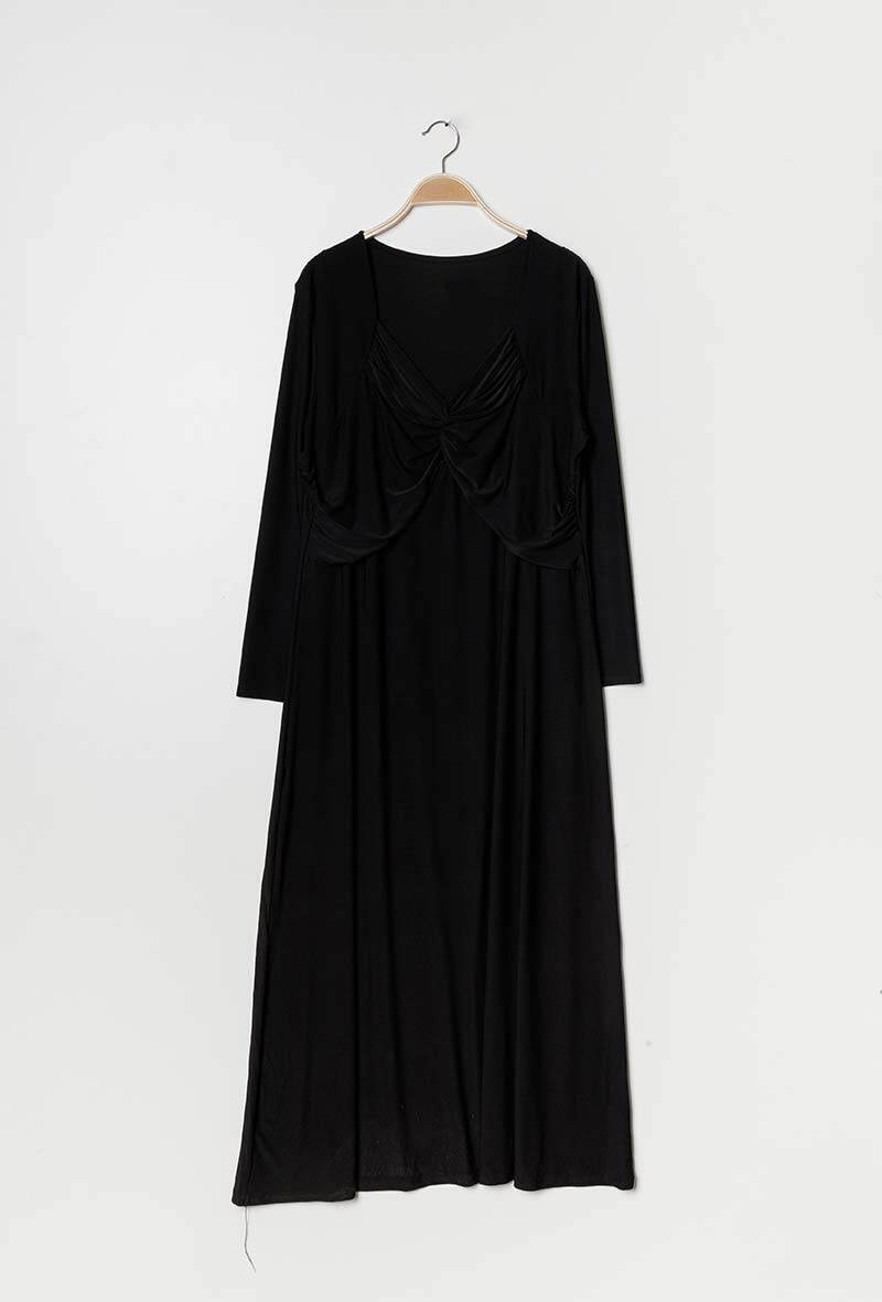 Maxi klänning med knytframs i Stor Storlek