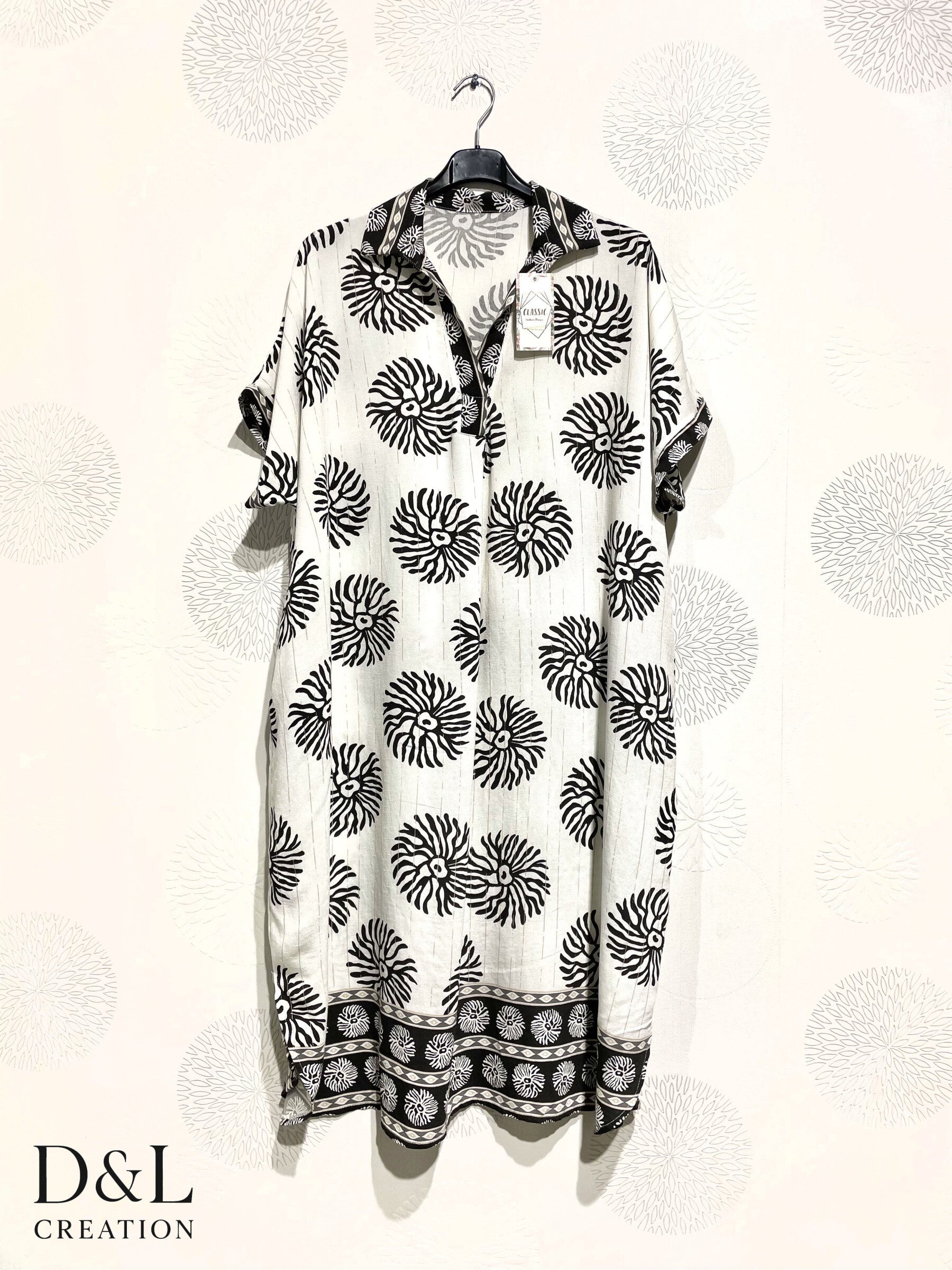 Plus Size Long Dress Colog Print Dandelion Print T38 at T54