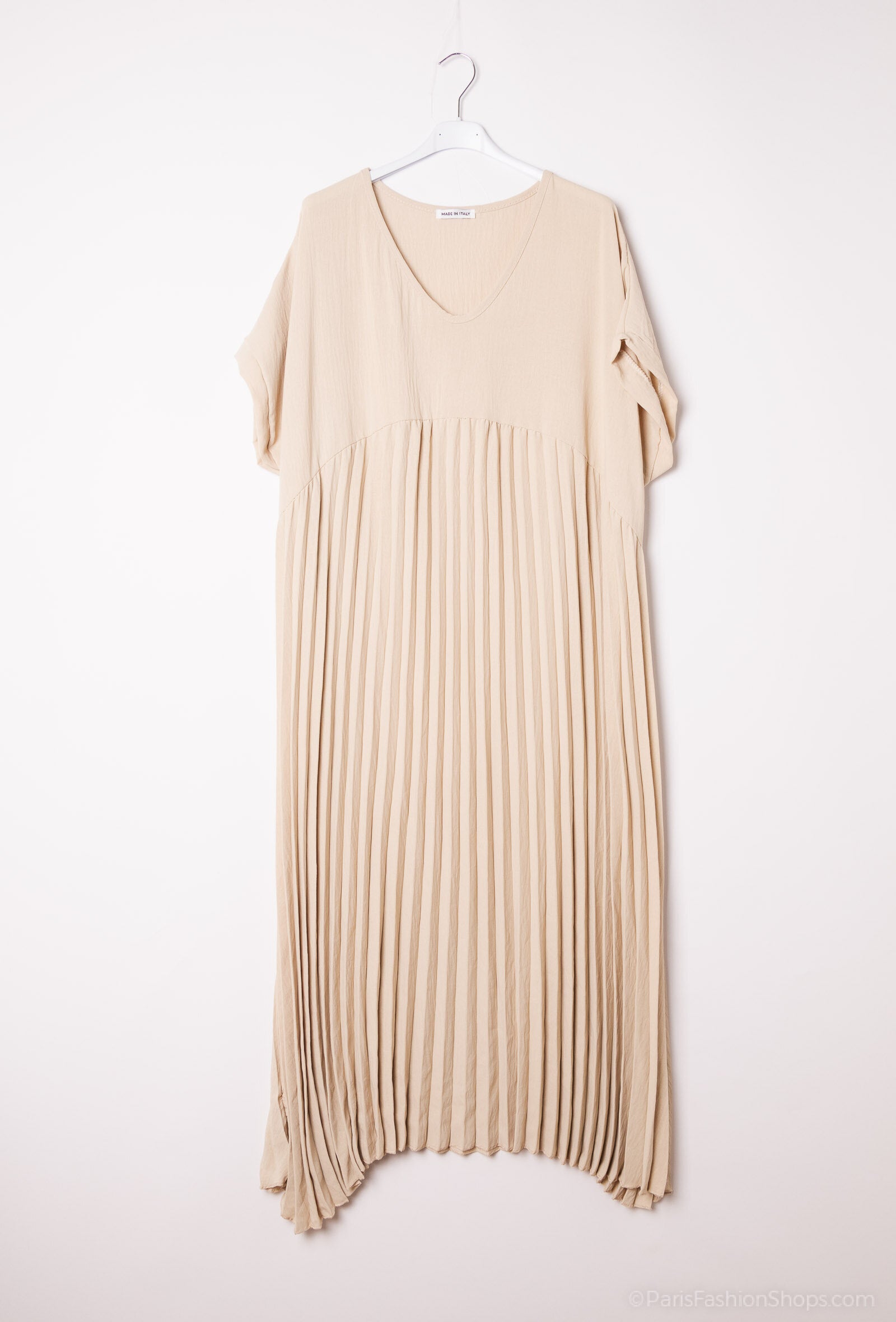 Plus Size Plisserad Långklänning i Viskos Crepe