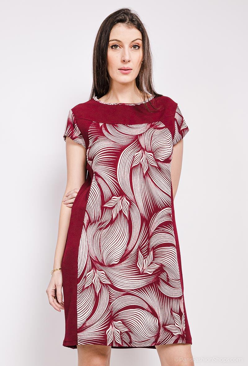 Printed stretch dress i Stor Storlek