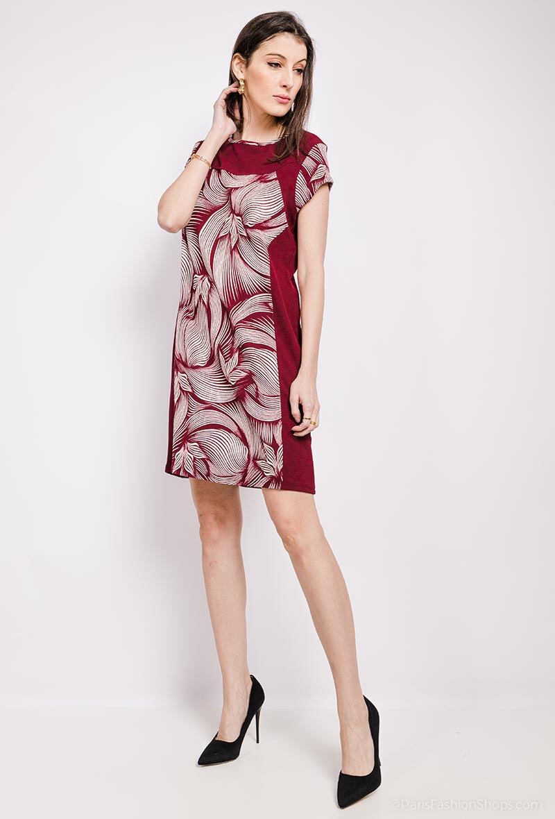 Tryckta stretchklänning i Stor Storlek