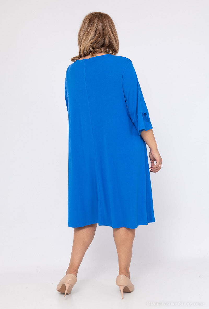 Tunika Klänning med Spetskrage i Stor Storlek