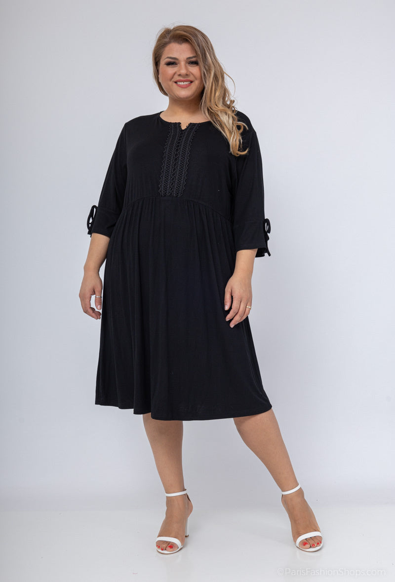 Plus Size Tunika Klänning med Spetskrage