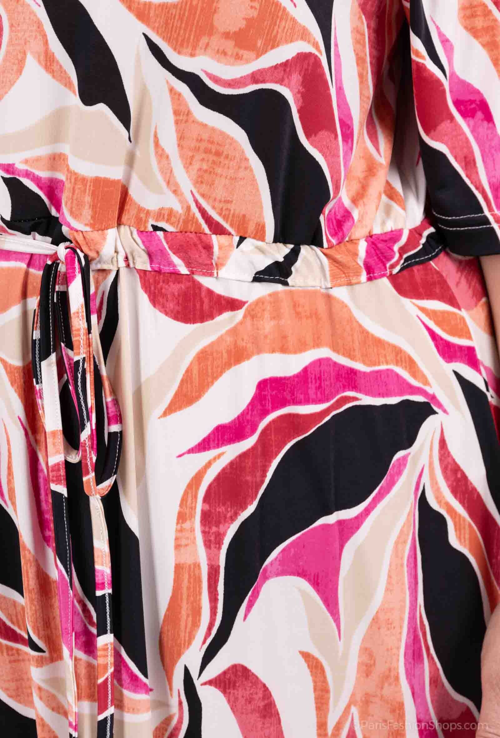 Hollow-out axeltryckta sommardressar med knytbälte i plus size