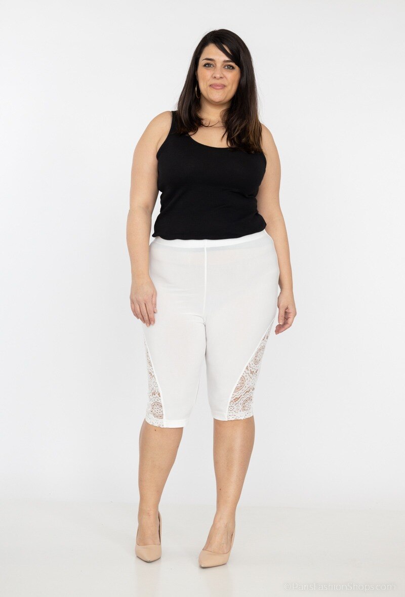 Plus Size Elastiska Midja Spets Shorts