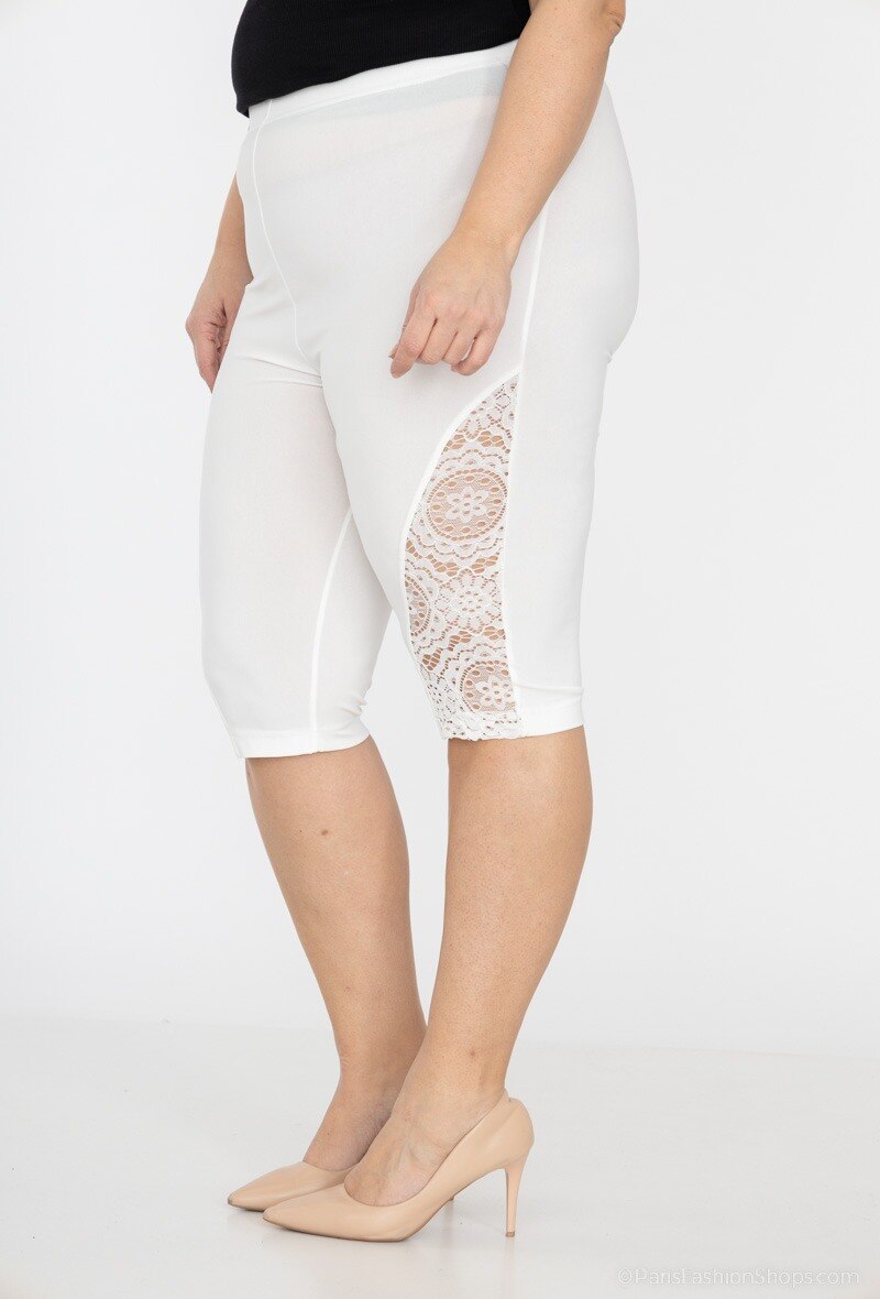 Elastisk Midja Spets Shorts i Plus Size