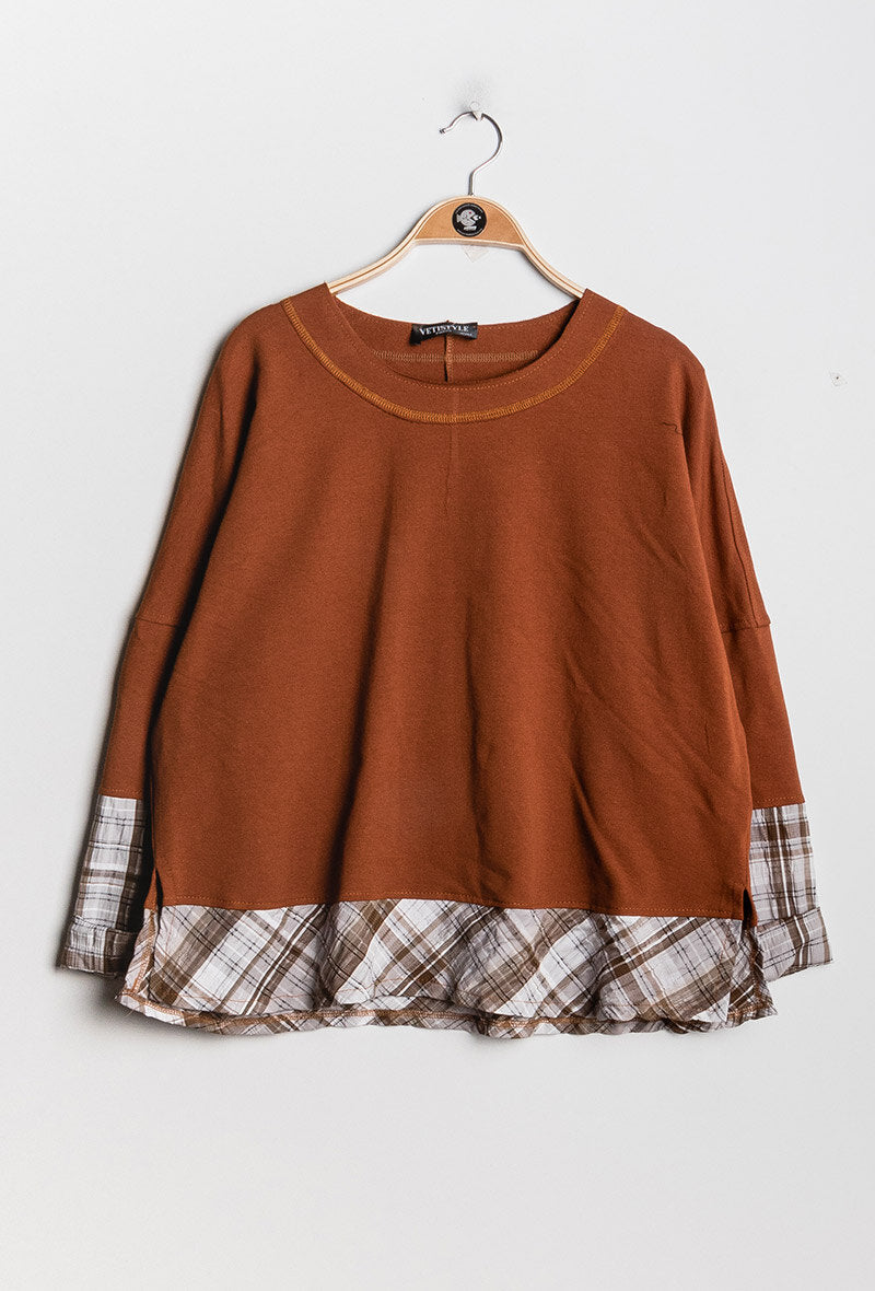 Bi-material sweatshirt i Stor Storlek