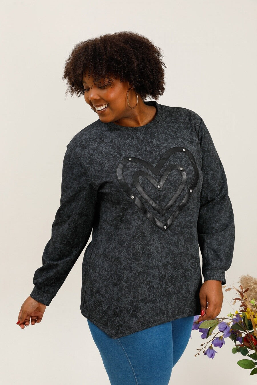 Plus size sweatshirt i Stor Storlek