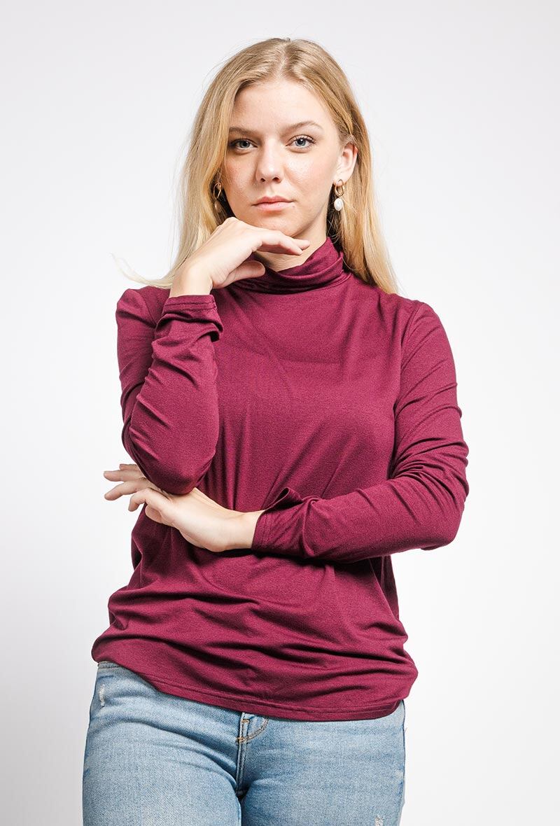 Turtleneck t-shirt i Stor Storlek