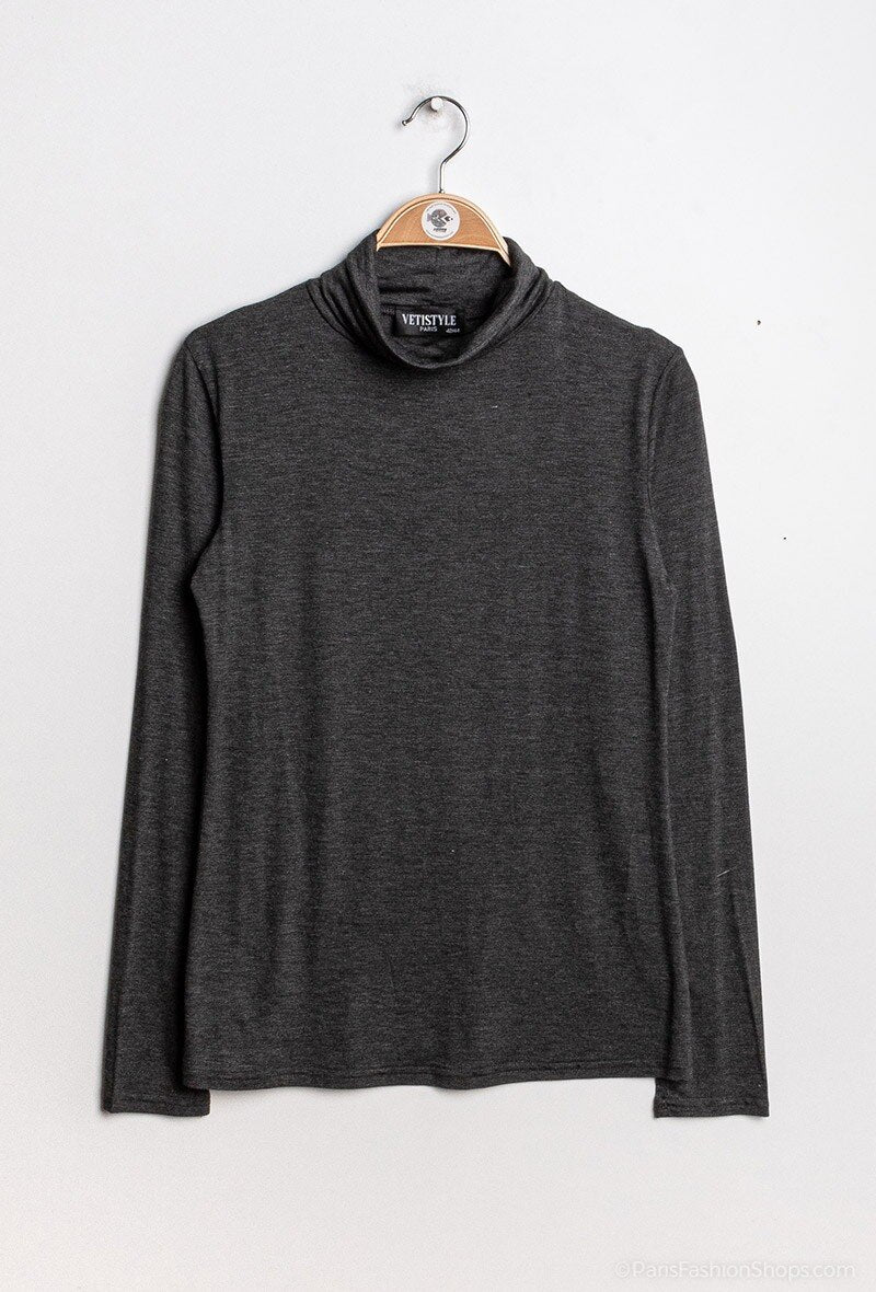 Turtleneck t-shirt i Stor Storlek