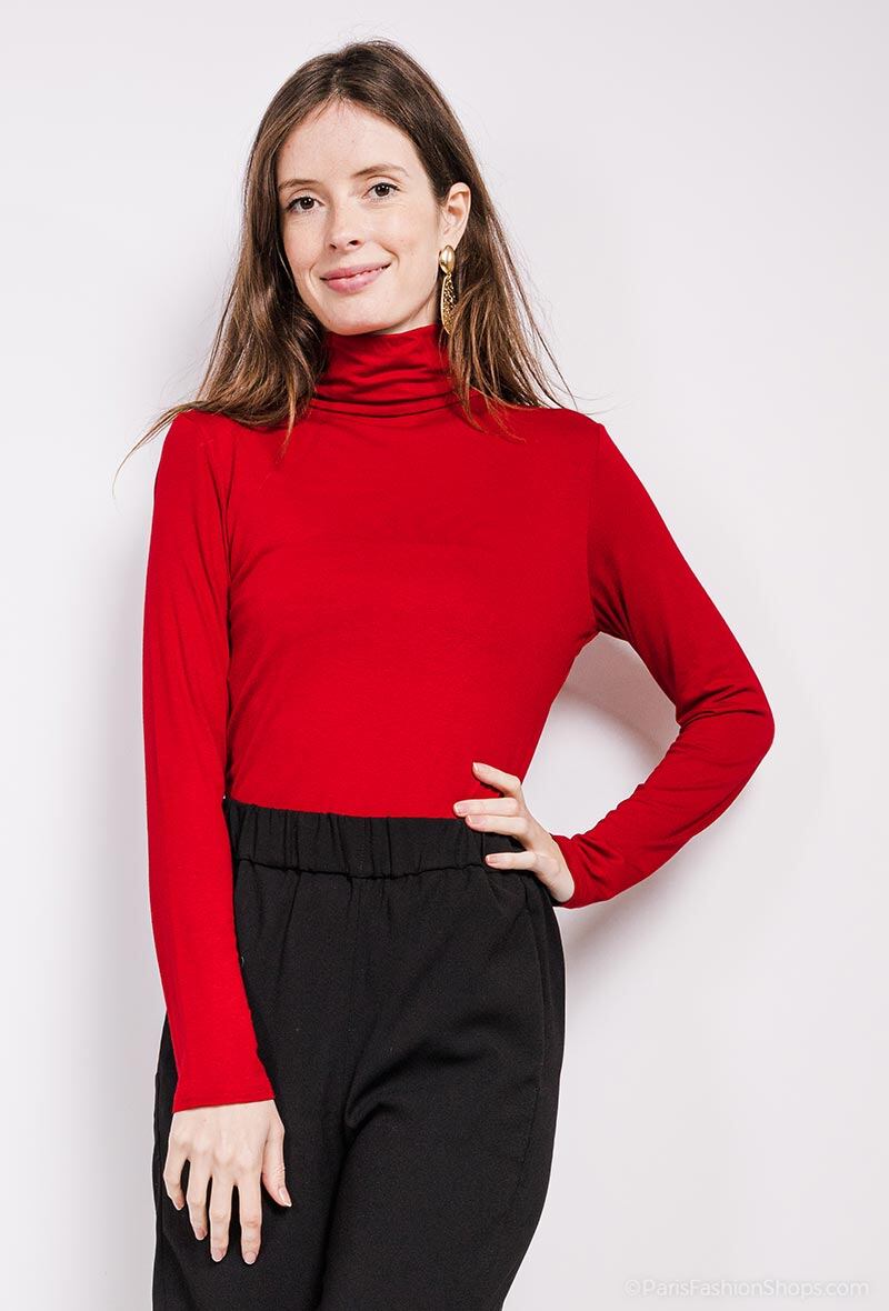 Turtleneck t-shirt i Stor Storlek