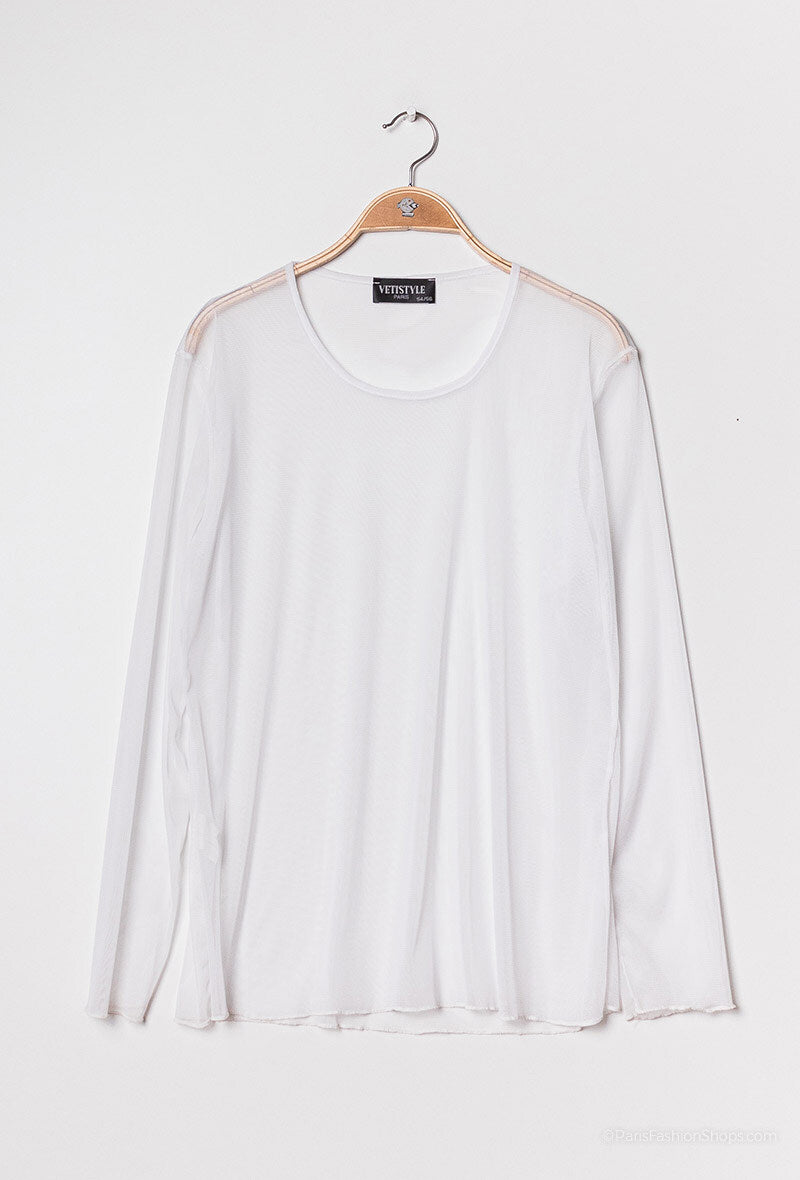 Transparent t-shirt in fishnet i Stor Storlek