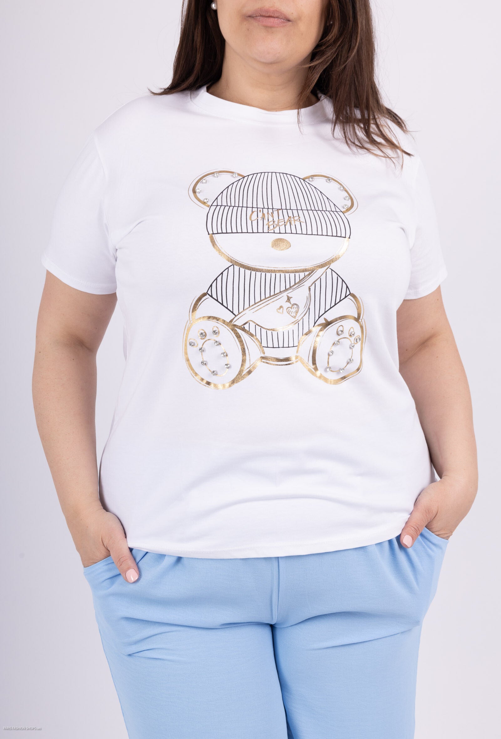 Plus Size Stretch Cotton Printed T-Shirt
