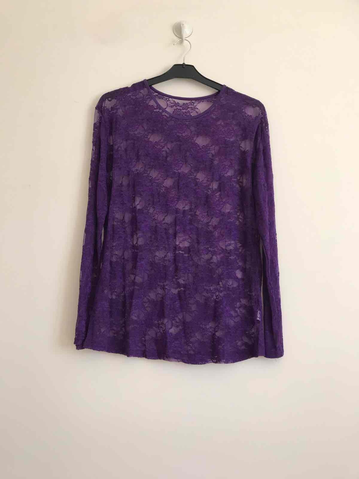 Plus Size Rundhals Spetsblus