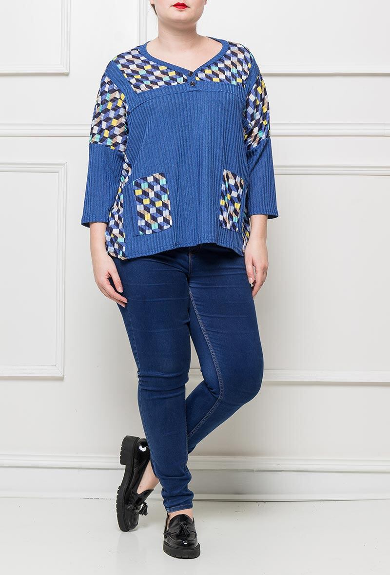 Printed top i Stor Storlek