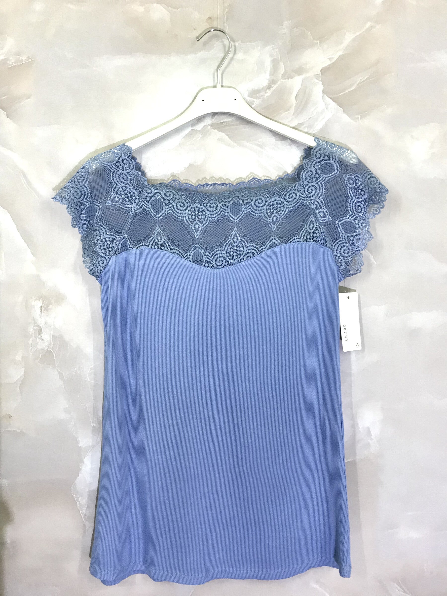 Kortärmad båt-krage spets topp i Stor Storlek