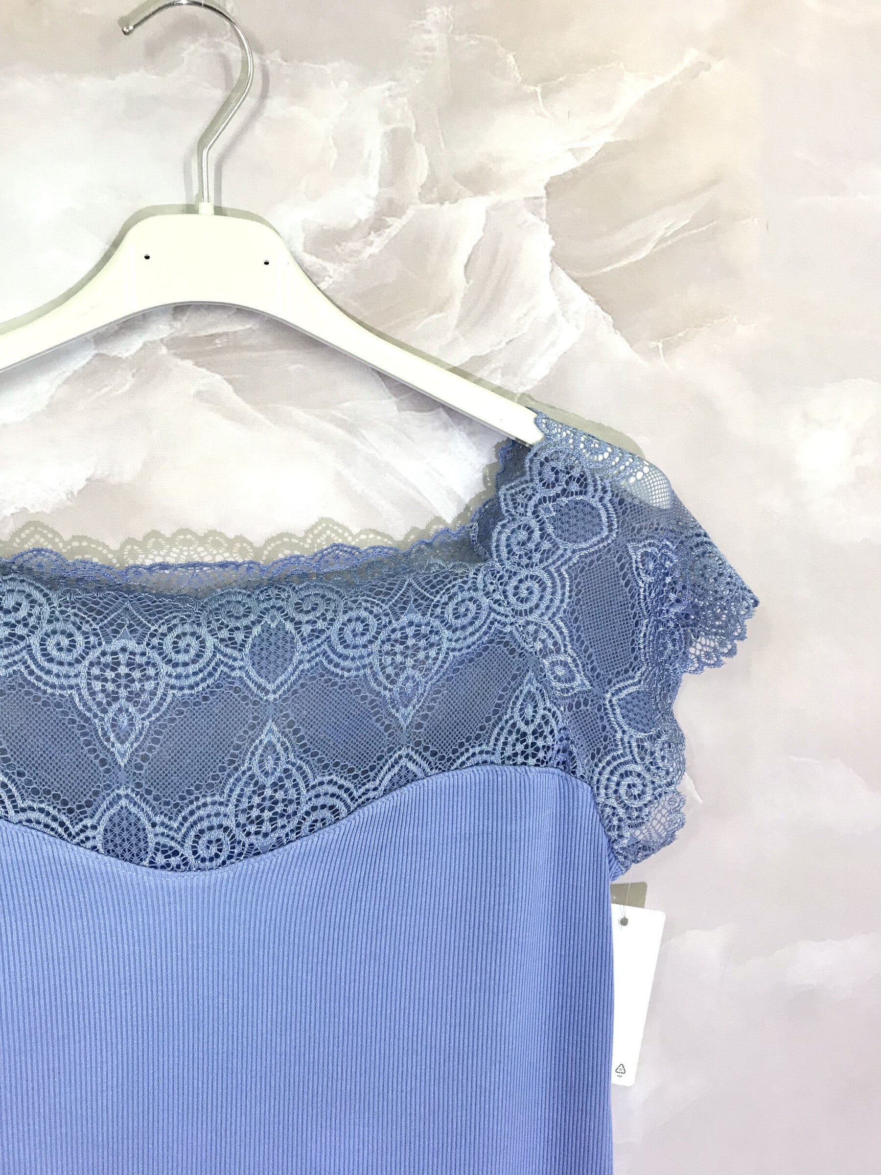 Kortärmad båt-krage spets topp i Stor Storlek