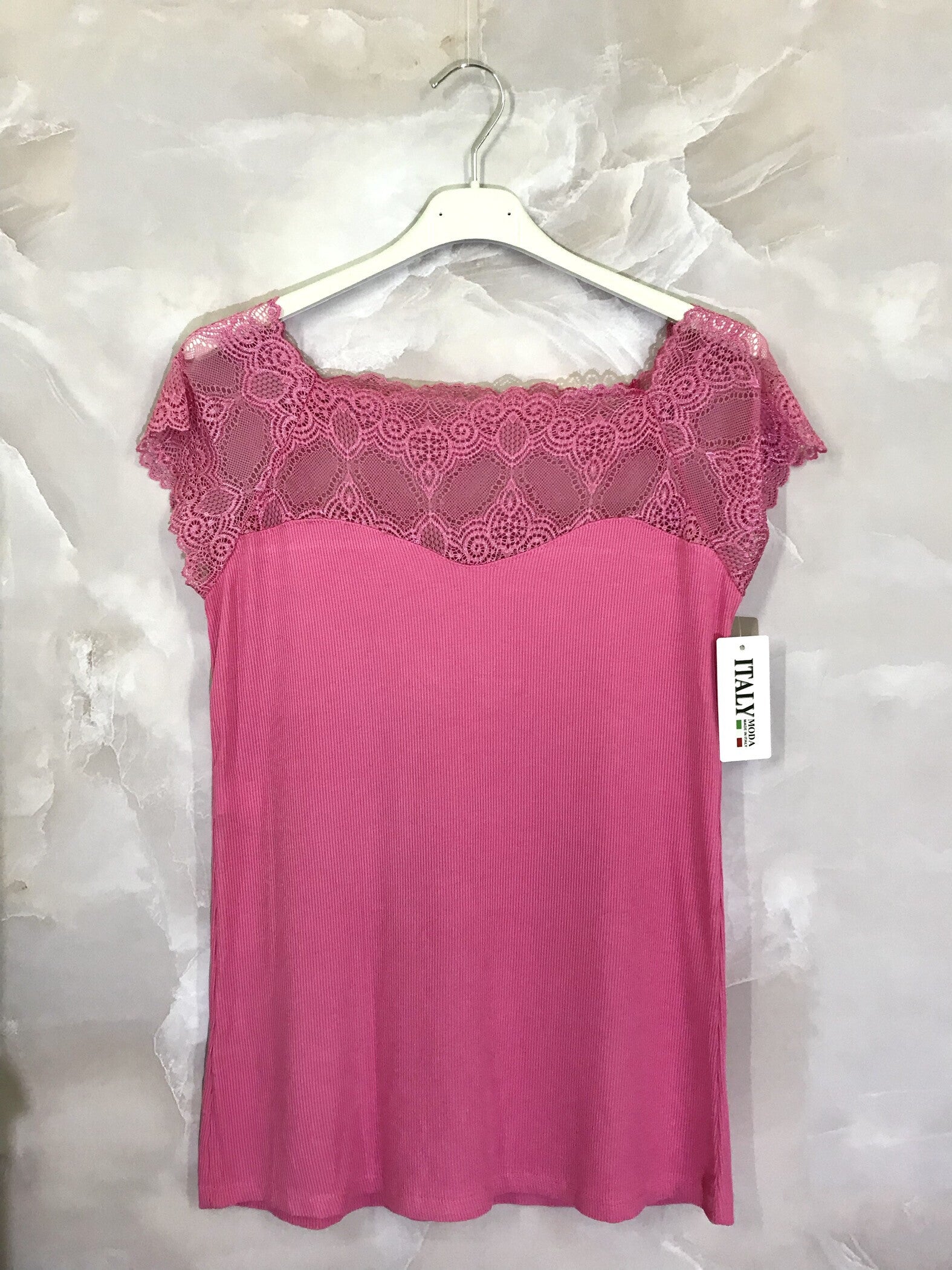 Plus Size Short-sleeved boat-neck lace top