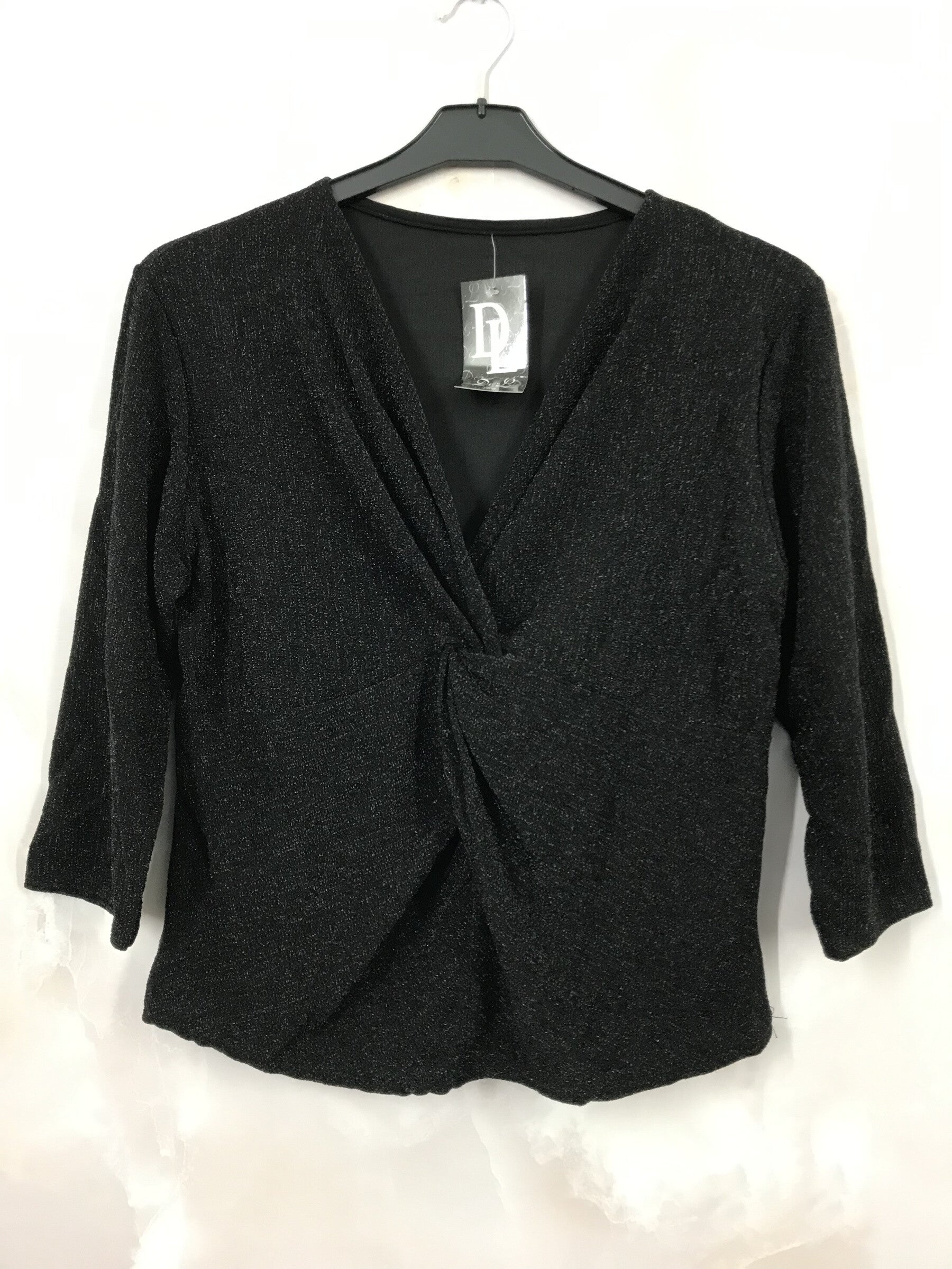 Plus Size Shiny Topp med Lång Ärmar, Knyt Fram