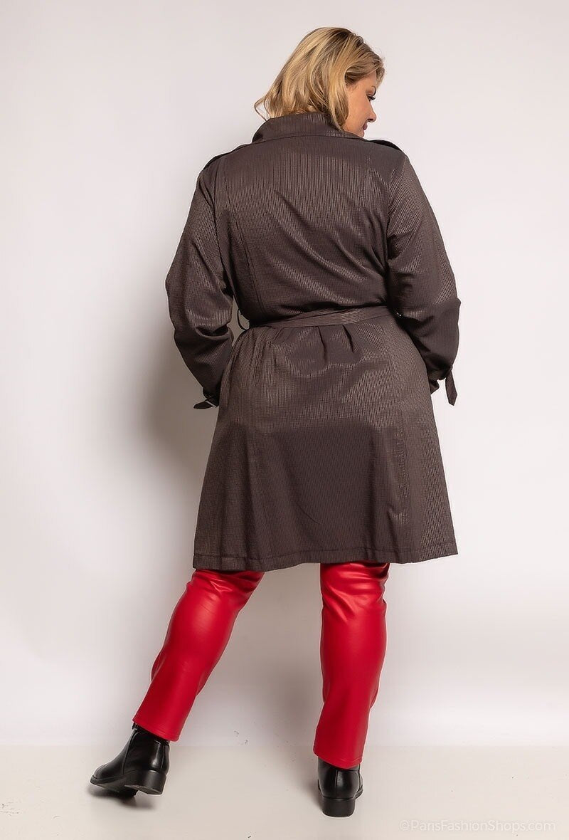 Trench coat med metalliserade ränder i stor storlek