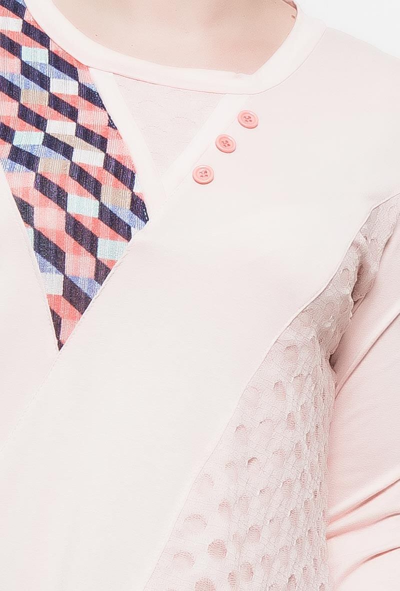 Checked tunic i Stor Storlek