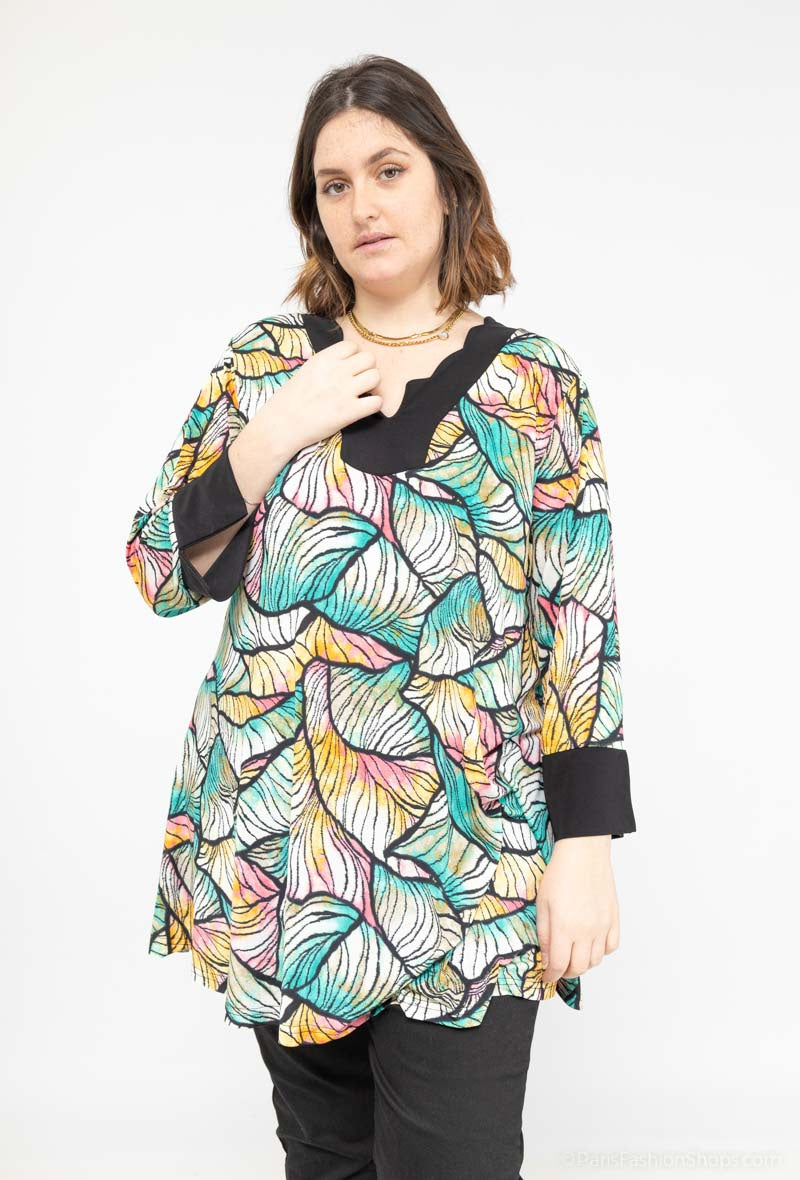 Plus Size V-Neck Printed Tunic