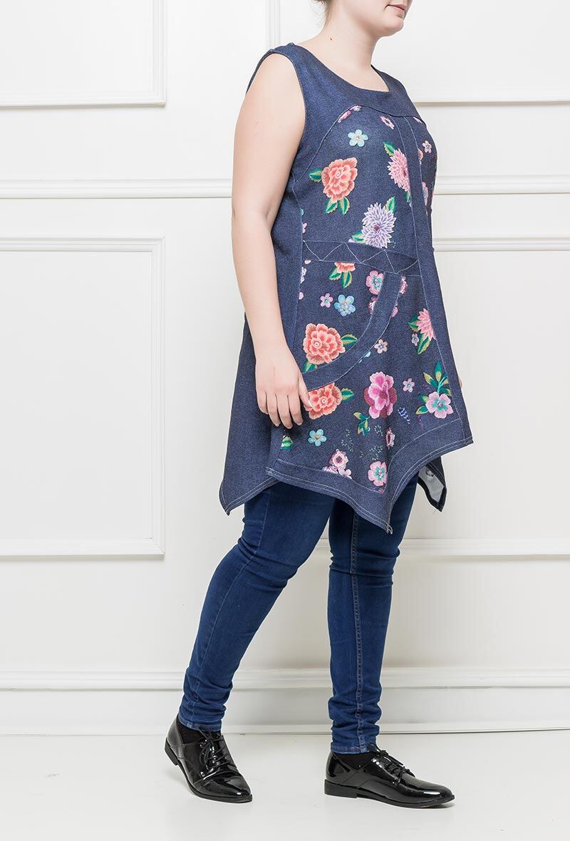 Mönstrad tunika i Stor Storlek