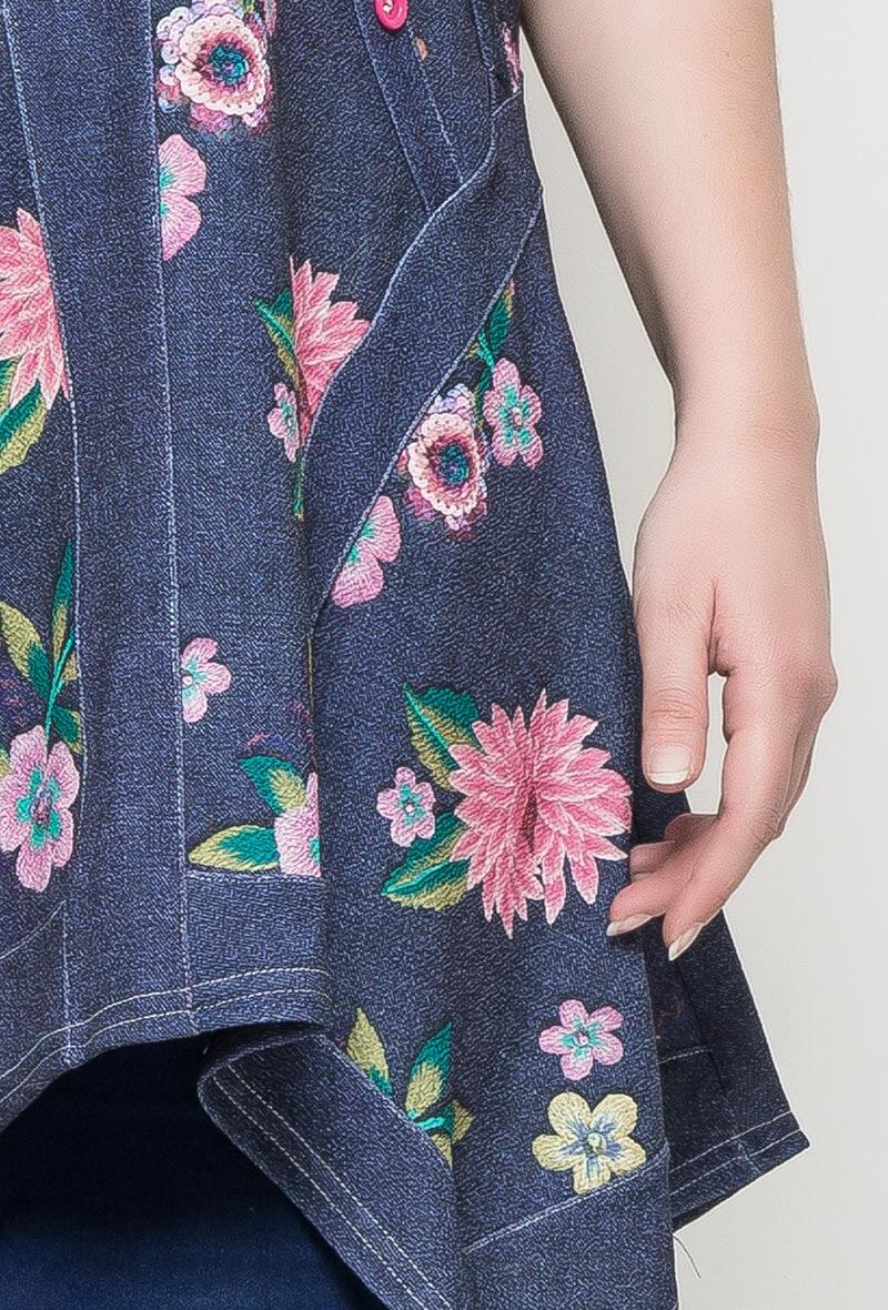 Mönstrad tunika i Stor Storlek