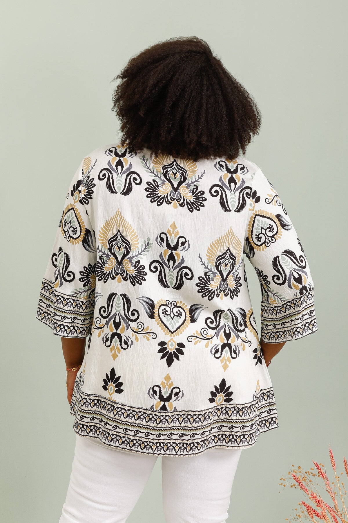 3/4 Flared Sleeve Knot Tunic i Stor Storlek