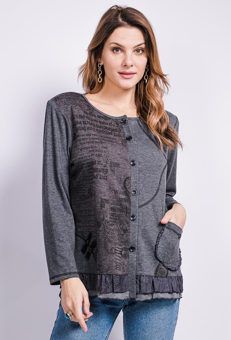 Buttoned tunic i Stor Storlek