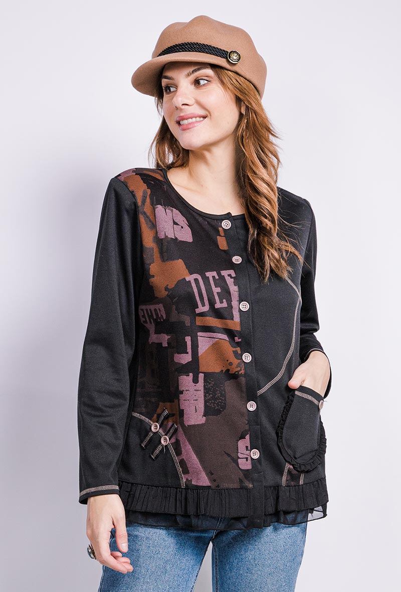 Buttoned tunic i Stor Storlek