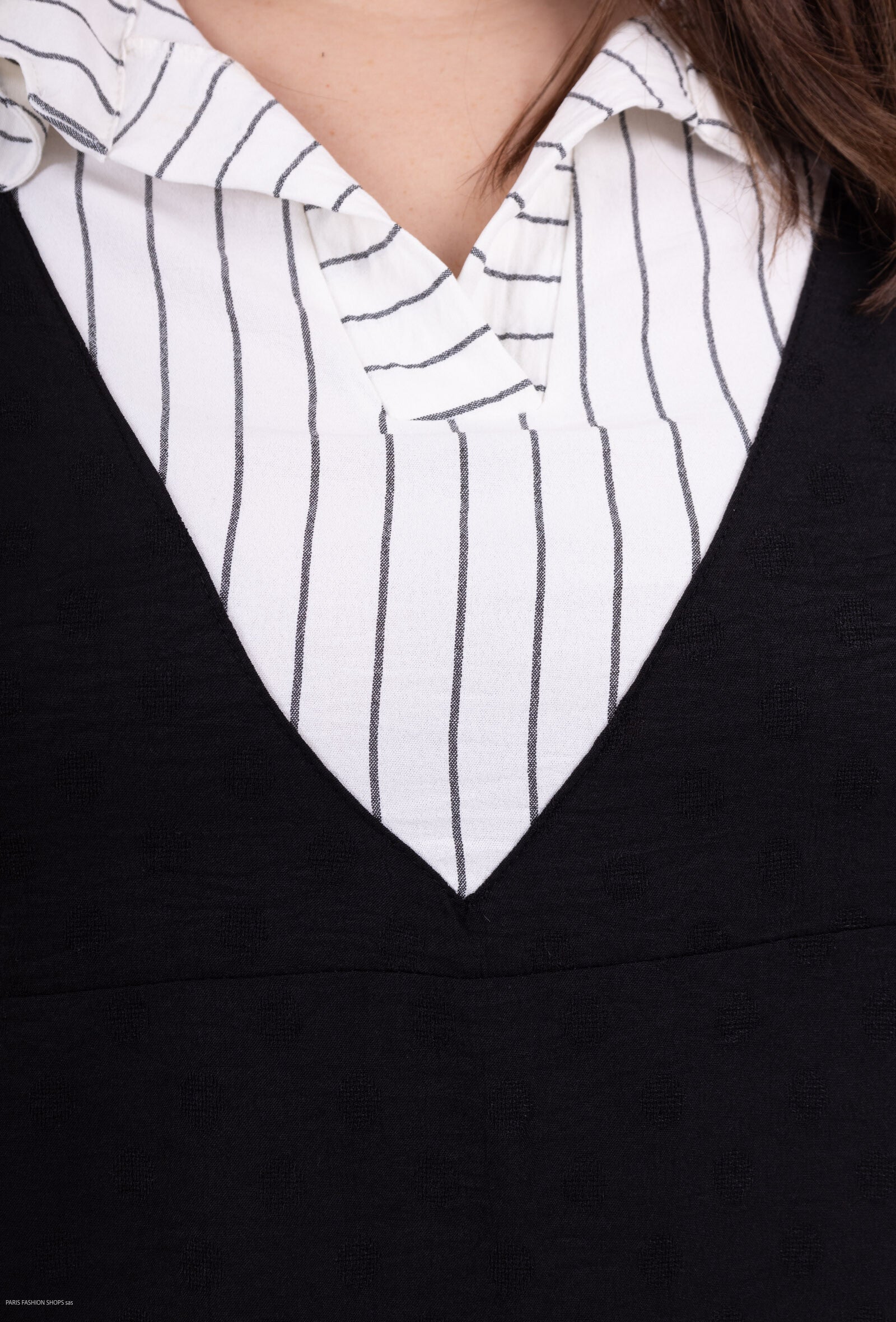 Falsk tvådelad randig tunika med united i plus size