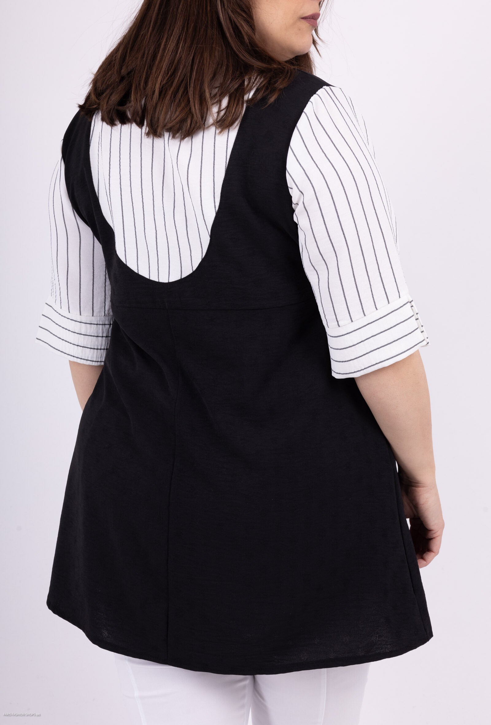 Falsk tvådelad randig tunika med united i plus size