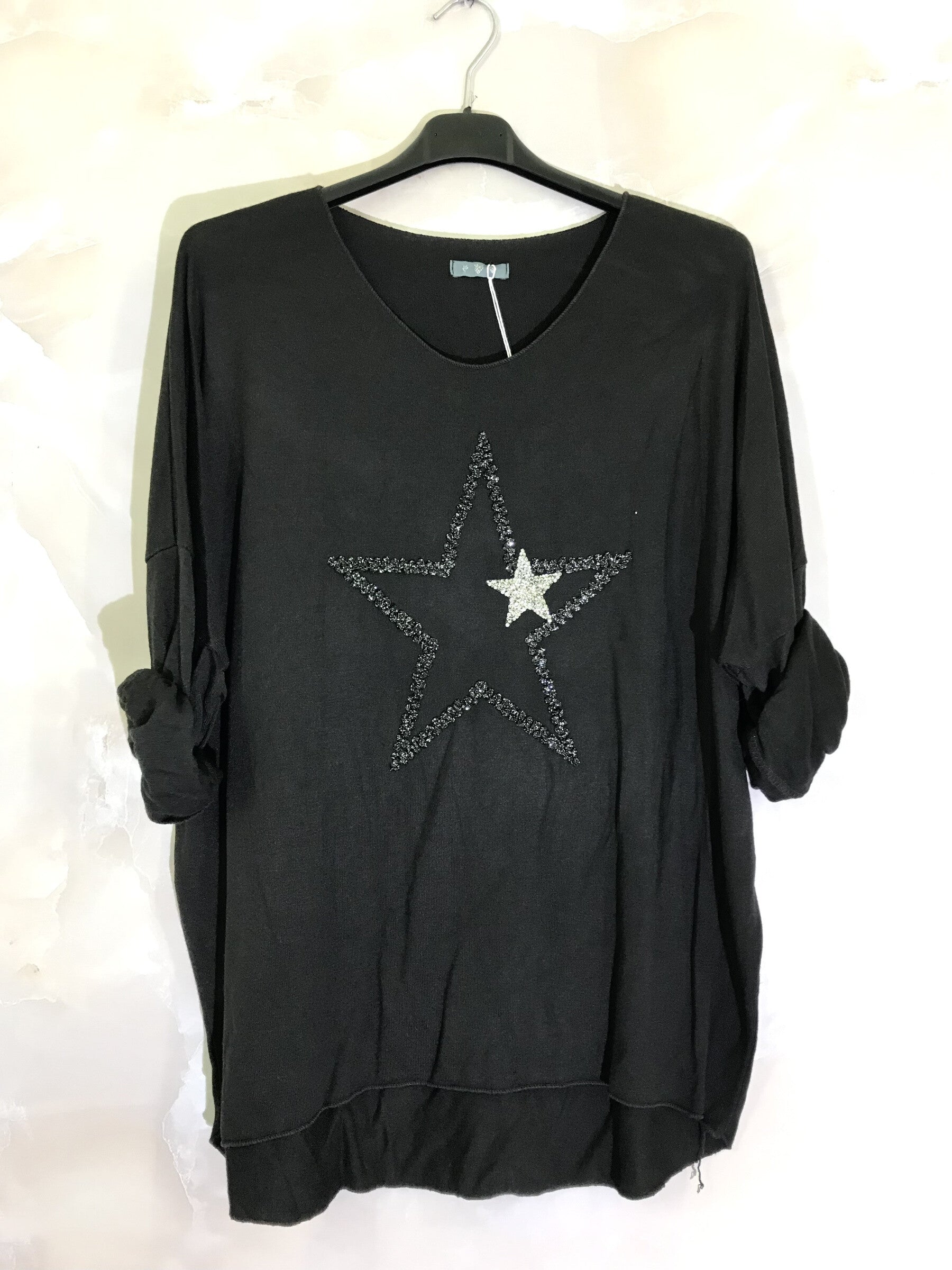 Large tunic with stars with soft and stretch fabric i Stor Storlek